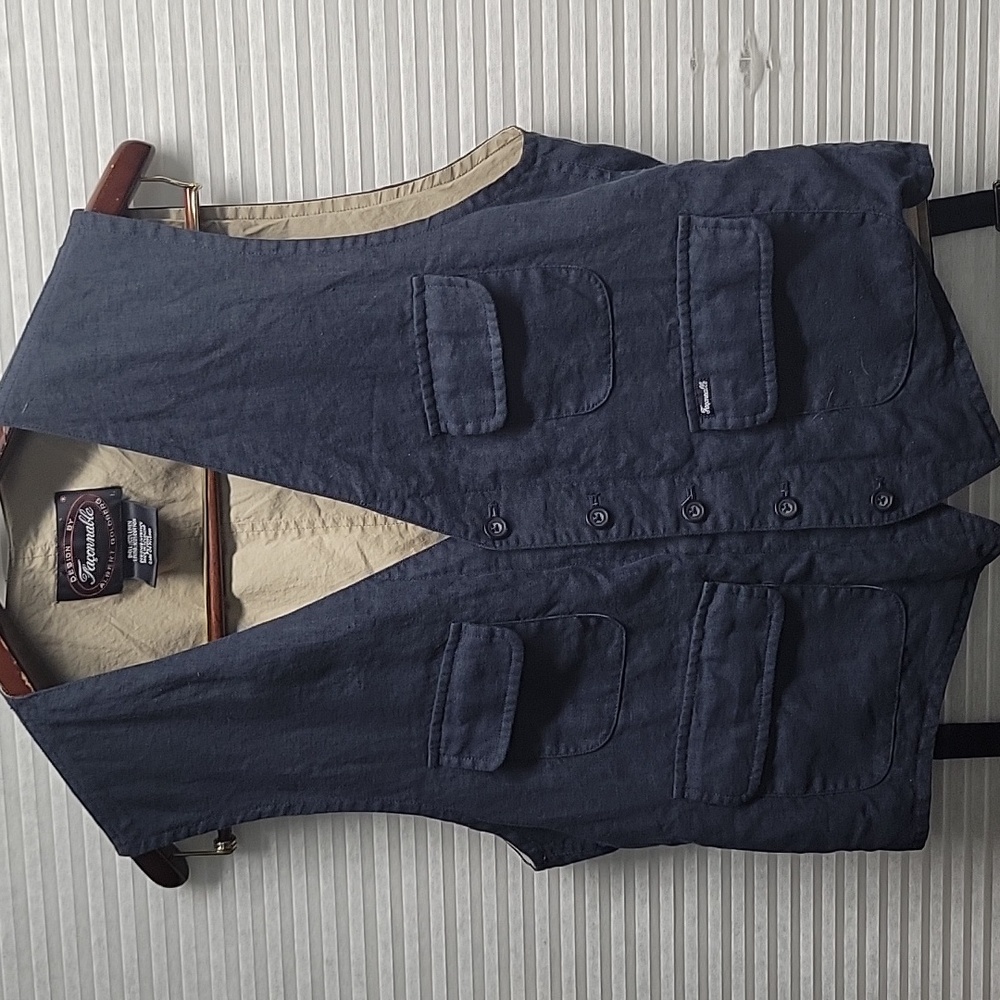 Vintage Faconnable linen tailored Mens vest/ waistcoat
